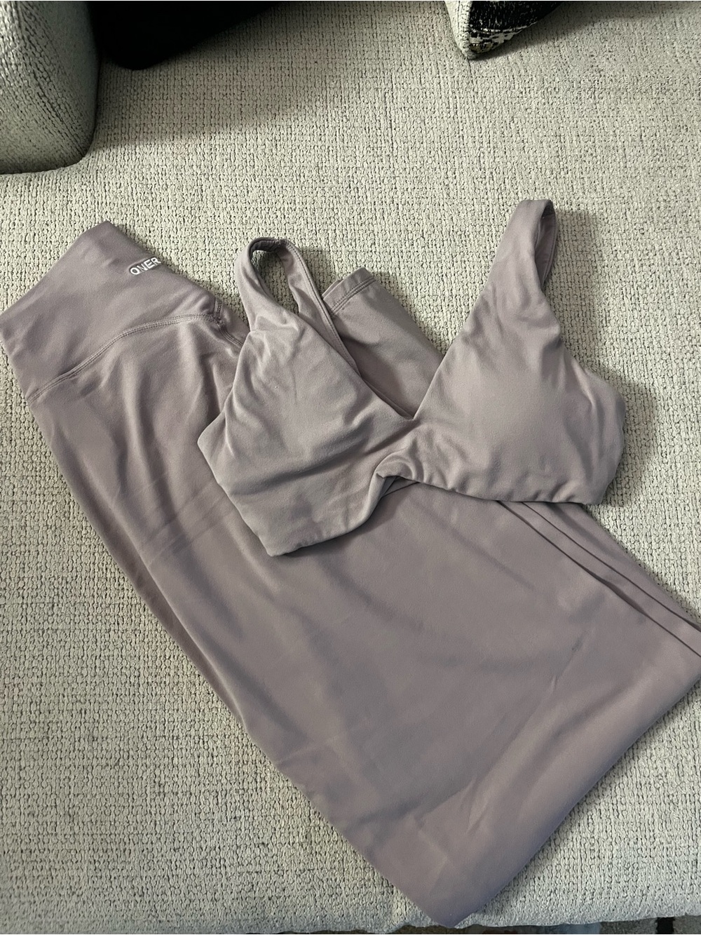 Oner Active Seamless Bralette & Straight Leg Jumpsuit Set - dusty purple